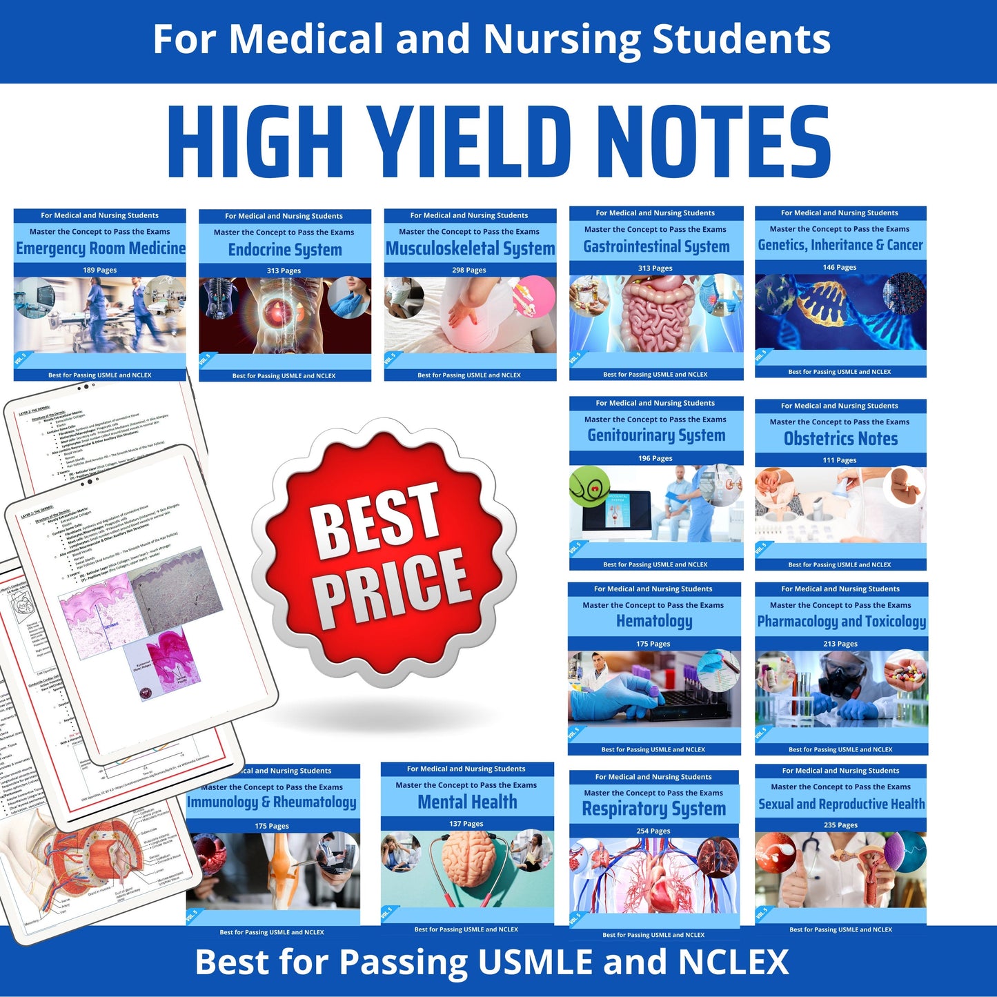 The Complete Med School Bundle | Comprehensive Med School Notes - Best for USMLE and Medical Students - Comprehensive Nursing School Notes